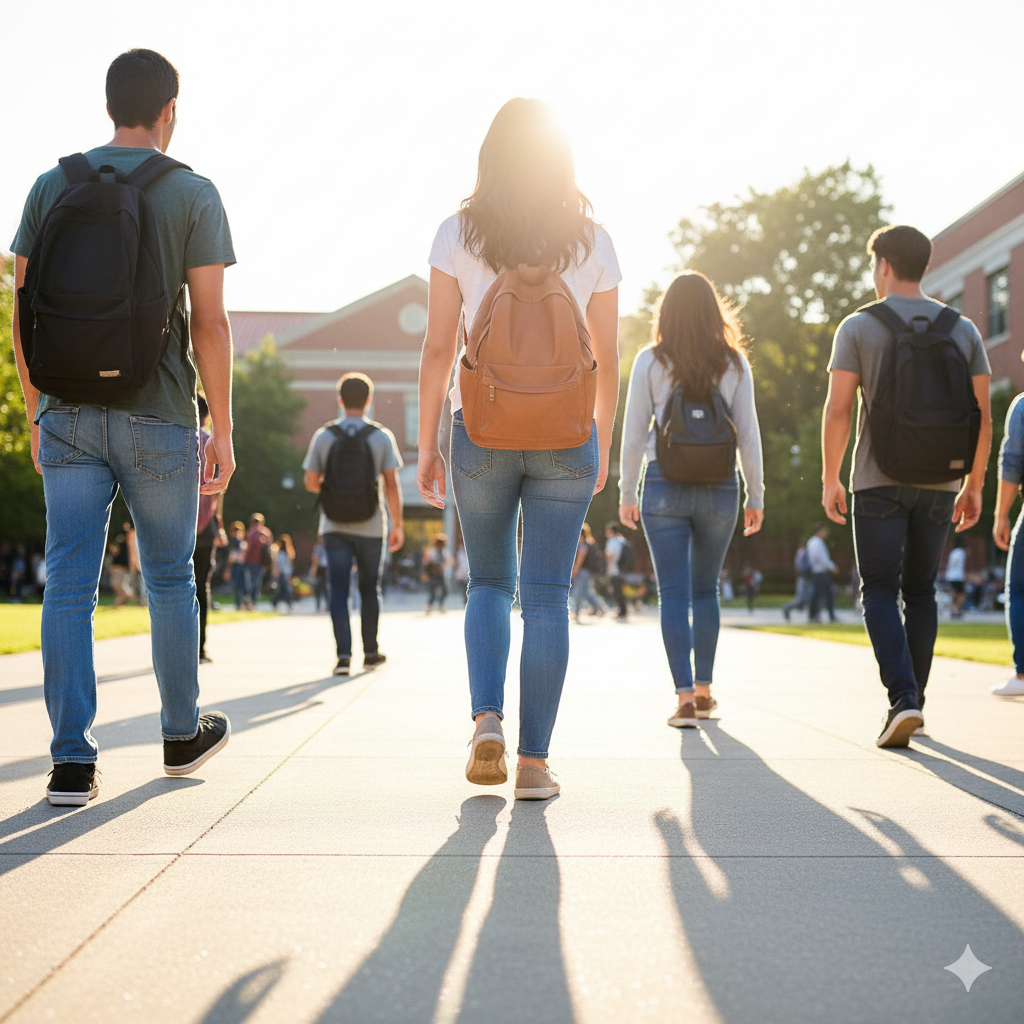 Students walking on campus